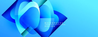 Soyut mavi tasarım üst üste binen şekiller, gradyanlar. Modern estetik, arka planlar ve sunumlar için uygun. Temiz, canlı kompozisyon.
