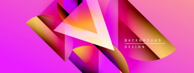 Soyut geometrik şekiller canlı pembeler, portakallar ve morları harmanlarlar. Modern tasarım dinamik hareketi, katmanlı dokuları öneriyor. Arkaplan metni arkaplan tasarımı okur.