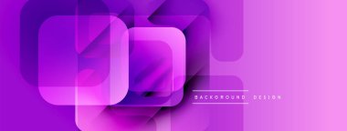 Soyut mor tasarım, üst üste binen kareler, gradyanlar, pürüzsüz geçişler. Modern afiş veya başlık illüstrasyonu.