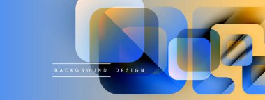 Soyut geometrik şekiller örtüşür, parlak mavi ve turuncu renkler yaratır. Modern tasarım ögesi uygun arka planlar, sunumlar.