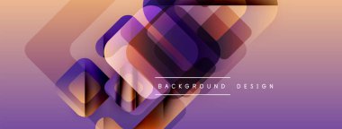 Soyut geometrik şekiller örtüşür, canlı bir değişim etkisi yaratır. Mor, turuncu renkler tasarımda baskın. Modern arkaplan dokusu.