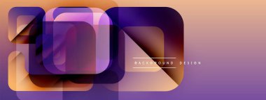 Soyut geometrik şekiller örtüşür, canlı bir değişim etkisi yaratır. Yumuşak mor, turuncu renkler tasarımda baskın. Mevcut en küçük metin.