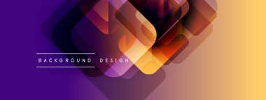 Soyut geometrik şekiller örtüşür, canlı bir değişim etkisi yaratır. Mor renkler turuncu renklere dönüşüyor. Modern tasarım ögesi.