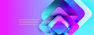 Canlı soyut arkaplan özellikleri katmanlı kareler, gradyanlar. Mor, mavi renkler modern görsel efektler yaratır. Dizayn ögeleri örtüşüyor.