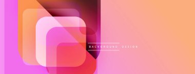 Soyut geometrik şekiller çakışıyor. Yumuşak pembeler, portakallar modern arka plan yaratır. Gradyan etkileri olan minimalist tasarım.