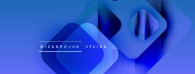 Soyut mavi şekiller örtüşüyor ve dinamik bir değişim etkisi yaratıyor. Modern tasarım elementleri teknoloji ve yenilik öneriyor. Metin arkaplan tasarımı okur.