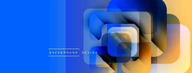 Soyut geometrik şekiller çakışıyor. Mavi, sarı renkler modern tasarım yaratır. Minimalist tarz, temiz çizgiler, canlı renkler sunar.