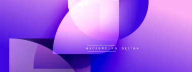Soyut mor arkaplan. Üst üste binen şekiller modern tasarım yaratır. Renkler görsel derinlik sunuyor, pürüzsüz geçişler. Minimalist estetik.