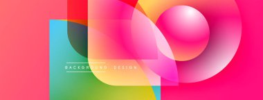Soyut renkli tasarım. Üst üste binen şekiller canlı değişimler yaratıyor, modern estetik. Metin arkaplan tasarımı okur.