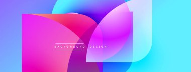 Soyut, enerjik şekiller çakışıyor. Renkler karışık mor, pembe, mavi. Arkaplan ve sunumlar için modern tasarım ögesi.