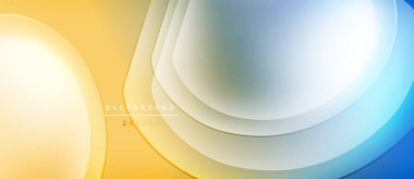 Soyut arkaplan pürüzsüz eğimlere sahiptir. Sarı, mavi renkler modern tasarımı oluşturur. Yuvarlak şekiller örtüşüyor, görsel ilgi sunuyor.