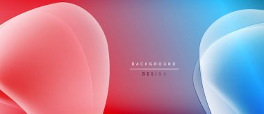 Soyut arkaplan özellikleri üst üste binen renkli şekiller. Kırmızı, mor, mavi gradyanlar dinamik görsel efekt yaratır. Modern tasarım ögesi.