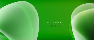 Soyut yeşil katmanlar dinamik arkaplan oluşturur. Pürüzsüz şekiller üst üste binerek modern tasarım unsurları sunar. Mevcut en küçük metin.