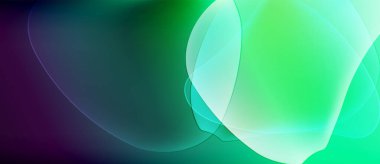 Soyut sıvı şekilleri canlı renkleri harmanlar. Yeşil egemendir, mor renklere dönüşür. Yumuşak ışık dinamik görsel efekt yaratır.