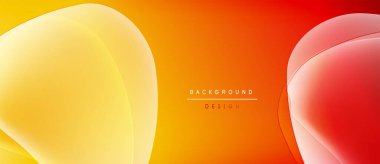 Soyut şekiller üst üste biniyor ve sıcak bir değişim yaratıyor. Sarı, turuncu, kırmızı renkler tasarımda baskın. Minimalist metin mevcut.