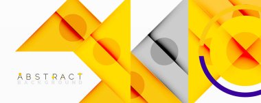 Geometrik şekiller örtüşüyor, canlı sarı ve gri bir tasarım yaratıyor. Modern estetik, arka planlar ve sunumlar için uygun. Minimalist kompozisyon.