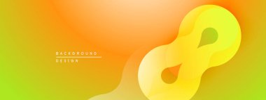 Soyut gradyan tasarımı. Sarı, turuncu, yeşil renkler düzgün bir şekilde harmanlanır. Modern, dinamik görsel element kompozisyona hakim..