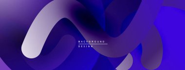 Soyut sıvı şekiller, canlı mor renkler, modern tasarım. Pürüzsüz gradyanlar dinamik görsel akış yaratır. Arkaplan teknoloji ve yenilik öneriyor.