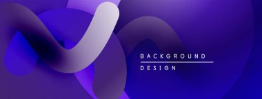 Soyut sıvı şekiller, mor renkler tasarımda baskın. Gradyan karışımları dinamik görsel doku oluşturur. Modern arkaplan ögesi.