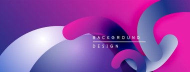 Soyut sıvı şekiller, canlı mor renkler, modern tasarım. Arkaplanda pürüzsüz gradyanlar, dinamik bileşimler var.