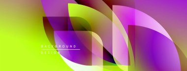 Soyut enerjik tasarım. Üst üste binen şekiller dinamik değişim etkisi yaratır. Sarılar, morlar, yeşiller pürüzsüz karışıyor. Modern estetik.