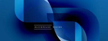 Soyut mavi arkaplan. Üst üste binen şekiller dinamik görsel efekt yaratır. Sancaklar ve sunumlar için modern tasarım uygun.