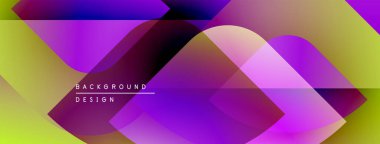 Soyut geometrik şekiller çakışıyor. Canlı mor, sarı renkler dizaynda baskın. Modern arkaplan dokusu, gradyan etkisi mevcut.