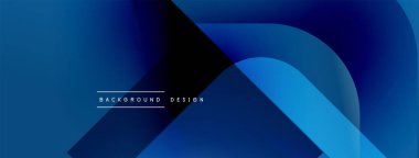 Soyut mavi eğimli arkaplan. Üst üste binen şekiller dinamik görsel efekt yaratır. Metin arka plan tasarımı okur. Modern, temiz estetik.