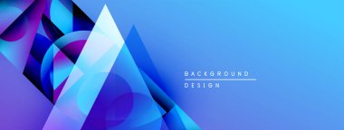 Soyut geometrik şekiller örtüşür, canlı mavi gradyan etki yaratır. Arkaplan ve sunumlar için uygun modern tasarım.