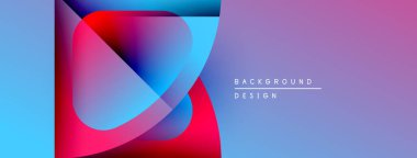 Soyut renkli tasarım. Üst üste binen şekiller dinamik görsel efekt yaratır. Gradyan renkler pürüzsüz ve modern estetikle harmanlanır.