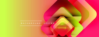 Soyut geometrik tasarım. Canlı gradyanlar sarıdan pembeye dönüşür. Katmanlı kareler derinlik yaratır, modern estetik.