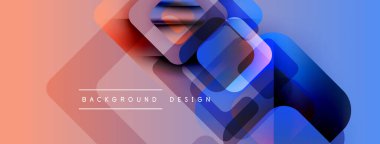 Soyut geometrik şekiller örtüşür, canlı gradyanlar yaratır. Şeftali, mavi renkler dizaynın hakimi. Metin arkaplan tasarımı okur.