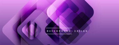 Soyut mor tasarım üst üste binen kareler, gradyanlar, gölgeler. Arka planlar ve sunumlar için modern estetik.