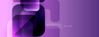 Soyut mor dizayn özellikleri üst üste binen yuvarlak dikdörtgenler. Gradyan gölgeler derinlik yaratır, modern estetik. Mevcut en küçük metin.