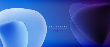 Soyut mavi eğimler akışkan şekiller yaratır. Modern tasarım koyu arkaplanda gizlenmiş metinleri içerir. Yumuşak geçişler, canlı renkler.