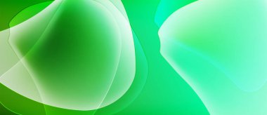 Soyut yeşil şekiller çakışıyor ve yumuşak eğimler yaratıyor. Kompozisyonda hafiflik farklılık gösteriyor, derinlik. Minimalist tasarım, sakinleştirici estetik.