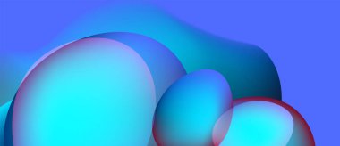 Soyut sıvı şekilleri, canlı maviler, morlar pürüzsüz eğimler yaratır. Minimalist tasarım, modern estetiği çağrıştırıyor. Yumuşak ışıklandırma derinliği arttırır.