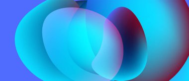 Soyut şekiller örtüşüyor, canlı mavi, mor, kırmızı renkler yaratıyor. Pürüzsüz geçişler akışkan hareketi ve modern tasarımı akla getiriyor.