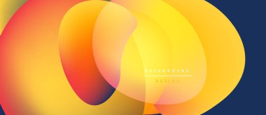 Soyut, enerjik, örtüşen çemberler dinamik, renkli bir arkaplan oluşturur. Gradyan renkler düzgün bir şekilde harmanlanarak modern estetik sunuyor..