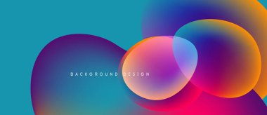 Soyut, enerjik bir arkaplan. Üst üste binen renkli çemberler dinamik görsel efekt yaratır. Gradyan renkler kusursuz bir şekilde harmanlanır, modern tasarım..