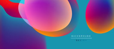 Soyut renkli şekiller çakışıyor. Canlı gradyanlar dinamik görsel efekt yaratır. Arkaplan ve sunumlar için uygun modern tasarım.