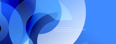 Soyut mavi şekiller örtüşüyor ve dinamik bir zemin oluşturuyor. Modern tasarım pürüzsüz eğimlere, yumuşak kıvrımlara sahiptir. Minimalist estetik.