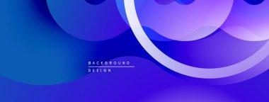 Soyut sıvı şekilleri, canlı mavi mor gradyan. Modern tasarım, düz kıvrımlar, katmanlı efekt. Minimalist estetik, dinamik kompozisyon.