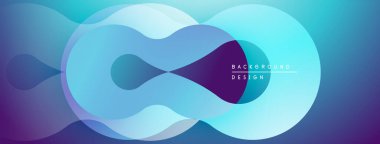 Soyut sıvı şekilleri üst üste binerek dinamik mavi mor gradyan oluşturur. Arkaplan ve sunumlar için modern tasarım ögesi.