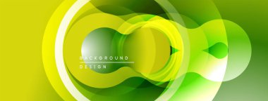 Soyut yeşil sarı tasarım. Üst üste binen daireler dinamik görsel efekt yaratır. Modern arka plan dokusu. Yumuşak gradyanlar.