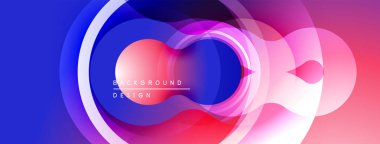 Soyut daireler, canlı renkler, modern tasarım. Gradyan karışımları dinamik görsel efekt yaratır. Pürüzsüz şekiller örtüşür.