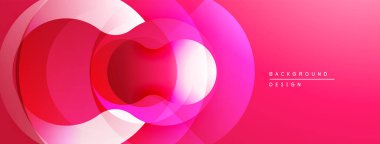 Soyut pembe tasarım, üst üste binen daireler oluşturarak derinlik yaratıyor. Parlak tonlardan koyu tonlara geçiş var. Modern, minimalist estetik.