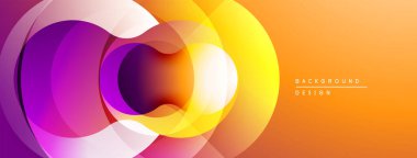 Soyut, canlı katmanlar akışkan şekiller yaratır. Turuncu, mor, sarı renkler düzgün bir şekilde harmanlanır. Modern tasarım ögesi.
