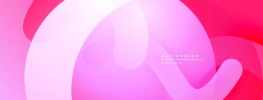 Soyut pembe arka plan. Üst üste binen şekiller dinamik görsel efekt yaratır. Yumuşak eğimler, modern tasarım elementleri mevcut.