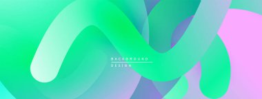 Soyut sıvı şekilleri canlı yeşillikleri, mavileri, pembeleri harmanlıyor. Modern tasarım pürüzsüz, akışkan görsel deneyim yaratır.